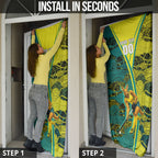 Custom Hockeyroos Kangaroo Field Hockey Door Cover Aboriginal Pattern Green Gold Dynamic Athlete Design