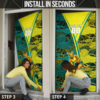 Custom Hockeyroos Kangaroo Field Hockey Door Cover Aboriginal Pattern Green Gold Dynamic Athlete Design
