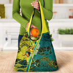 Custom Hockeyroos Kangaroo Field Hockey Grocery Bag Aboriginal Pattern Green Gold Dynamic Athlete Design