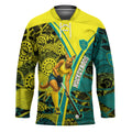 Custom Hockeyroos Kangaroo Field Hockey Hockey Jersey Aboriginal Pattern Green Gold Dynamic Athlete Design