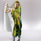 Custom Hockeyroos Kangaroo Field Hockey Hooded Blanket Aboriginal Pattern Green Gold Dynamic Athlete Design