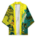 Custom Hockeyroos Kangaroo Field Hockey Kimono Aboriginal Pattern Green Gold Dynamic Athlete Design