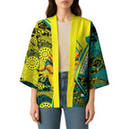 Custom Hockeyroos Kangaroo Field Hockey Kimono Aboriginal Pattern Green Gold Dynamic Athlete Design