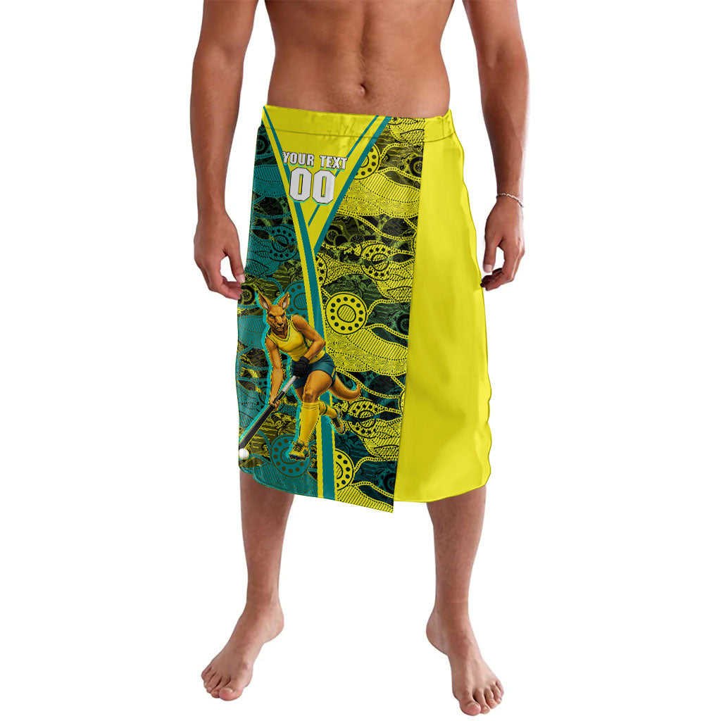 Custom Hockeyroos Kangaroo Field Hockey Lavalava Aboriginal Pattern Green Gold Dynamic Athlete Design