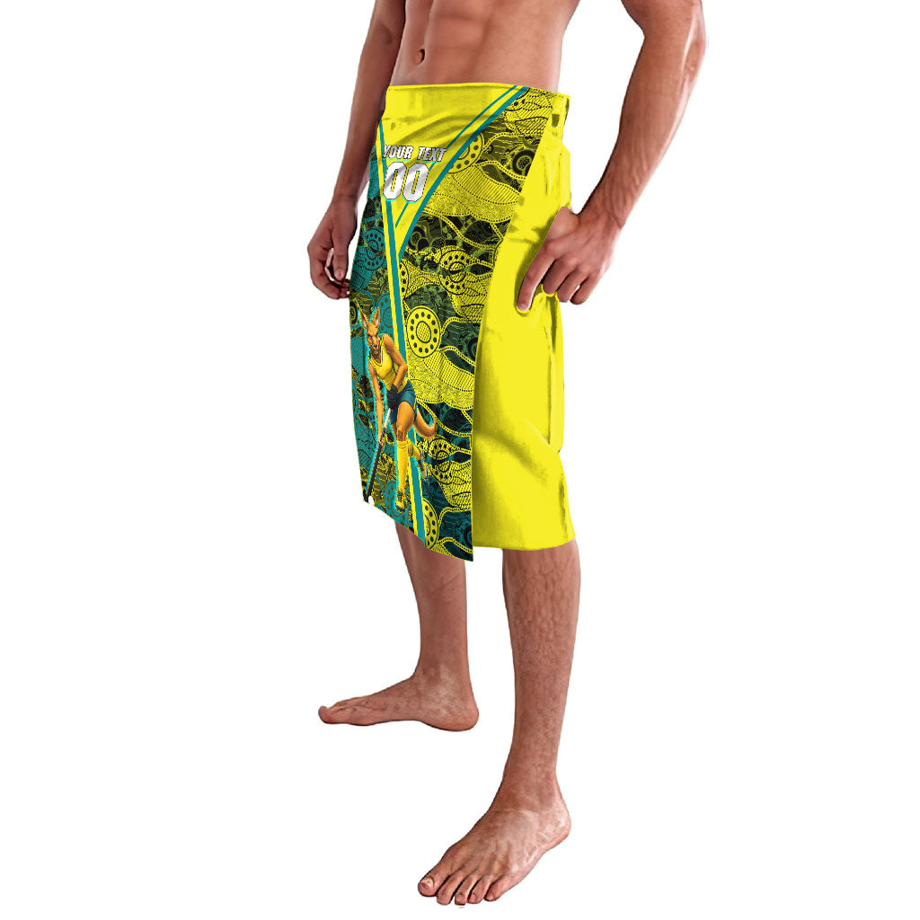 Custom Hockeyroos Kangaroo Field Hockey Lavalava Aboriginal Pattern Green Gold Dynamic Athlete Design