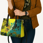 Custom Hockeyroos Kangaroo Field Hockey Leather Bag Aboriginal Pattern Green Gold Dynamic Athlete Design