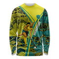 Custom Hockeyroos Kangaroo Field Hockey Long Sleeve Shirt Aboriginal Pattern Green Gold Dynamic Athlete Design