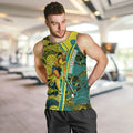 Custom Hockeyroos Kangaroo Field Hockey Men Tank Top Aboriginal Pattern Green Gold Dynamic Athlete Design