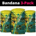 Custom Hockeyroos Kangaroo Field Hockey Neck Gaiter Aboriginal Pattern Green Gold Dynamic Athlete Design
