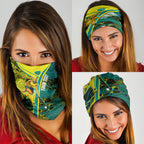 Custom Hockeyroos Kangaroo Field Hockey Neck Gaiter Aboriginal Pattern Green Gold Dynamic Athlete Design
