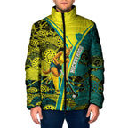 Custom Hockeyroos Kangaroo Field Hockey Padded Jacket Aboriginal Pattern Green Gold Dynamic Athlete Design