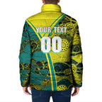 Custom Hockeyroos Kangaroo Field Hockey Padded Jacket Aboriginal Pattern Green Gold Dynamic Athlete Design