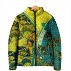 Custom Hockeyroos Kangaroo Field Hockey Padded Jacket Aboriginal Pattern Green Gold Dynamic Athlete Design