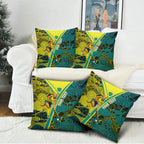 Custom Hockeyroos Kangaroo Field Hockey Pillow Cover Aboriginal Pattern Green Gold Dynamic Athlete Design