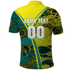 Custom Hockeyroos Kangaroo Field Hockey Polo Shirt Aboriginal Pattern Green Gold Dynamic Athlete Design