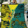 Custom Hockeyroos Kangaroo Field Hockey Quilt Aboriginal Pattern Green Gold Dynamic Athlete Design