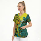 Custom Hockeyroos Kangaroo Field Hockey Scrub Top Aboriginal Pattern Green Gold Dynamic Athlete Design