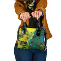 Custom Hockeyroos Kangaroo Field Hockey Shoulder Handbag Aboriginal Pattern Green Gold Dynamic Athlete Design