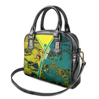 Custom Hockeyroos Kangaroo Field Hockey Shoulder Handbag Aboriginal Pattern Green Gold Dynamic Athlete Design