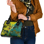 Custom Hockeyroos Kangaroo Field Hockey Shoulder Handbag Aboriginal Pattern Green Gold Dynamic Athlete Design