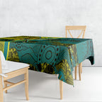 Custom Hockeyroos Kangaroo Field Hockey Tablecloth Aboriginal Pattern Green Gold Dynamic Athlete Design