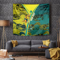 Custom Hockeyroos Kangaroo Field Hockey Tapestry Aboriginal Pattern Green Gold Dynamic Athlete Design