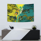 Custom Hockeyroos Kangaroo Field Hockey Tapestry Aboriginal Pattern Green Gold Dynamic Athlete Design