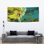 Custom Hockeyroos Kangaroo Field Hockey Tapestry Aboriginal Pattern Green Gold Dynamic Athlete Design