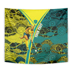 Custom Hockeyroos Kangaroo Field Hockey Tapestry Aboriginal Pattern Green Gold Dynamic Athlete Design