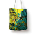 Custom Hockeyroos Kangaroo Field Hockey Tote Bag Aboriginal Pattern Green Gold Dynamic Athlete Design