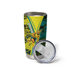 Custom Hockeyroos Kangaroo Field Hockey Tumbler Cup Aboriginal Pattern Green Gold Dynamic Athlete Design