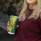 Custom Hockeyroos Kangaroo Field Hockey Tumbler Cup Aboriginal Pattern Green Gold Dynamic Athlete Design