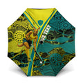Custom Hockeyroos Kangaroo Field Hockey Umbrella Aboriginal Pattern Green Gold Dynamic Athlete Design