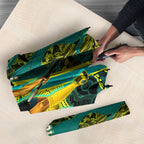 Custom Hockeyroos Kangaroo Field Hockey Umbrella Aboriginal Pattern Green Gold Dynamic Athlete Design