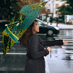 Custom Hockeyroos Kangaroo Field Hockey Umbrella Aboriginal Pattern Green Gold Dynamic Athlete Design
