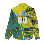 Custom Hockeyroos Kangaroo Field Hockey Women Casual Shirt Aboriginal Pattern Green Gold Dynamic Athlete Design