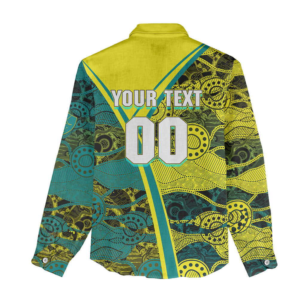 Custom Hockeyroos Kangaroo Field Hockey Women Casual Shirt Aboriginal Pattern Green Gold Dynamic Athlete Design