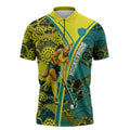 Custom Hockeyroos Kangaroo Field Hockey Zipper Polo Shirt Aboriginal Pattern Green Gold Dynamic Athlete Design
