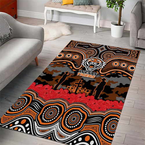ANZAC Day Wests Tigers Area Rug Military Memorial Aboriginal Indigenous Art