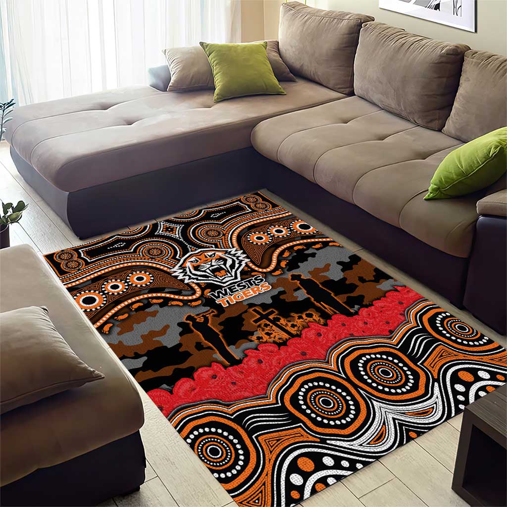 ANZAC Day Wests Tigers Area Rug Military Memorial Aboriginal Indigenous Art