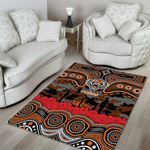 ANZAC Day Wests Tigers Area Rug Military Memorial Aboriginal Indigenous Art