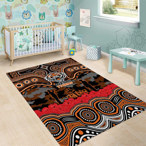 ANZAC Day Wests Tigers Area Rug Military Memorial Aboriginal Indigenous Art