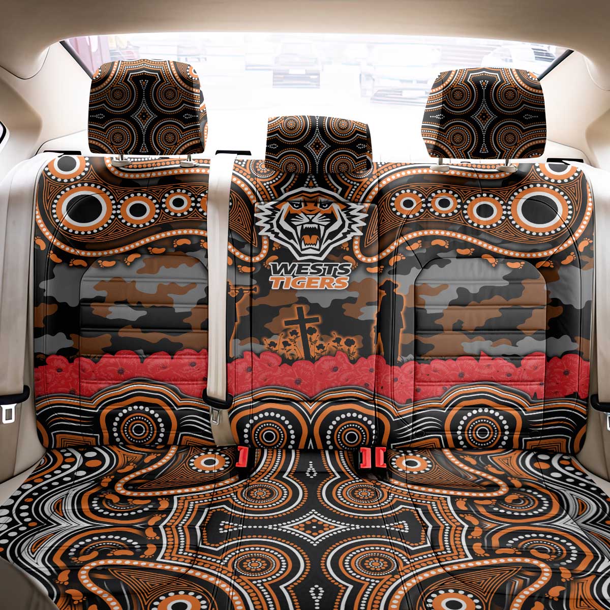 ANZAC Day Wests Tigers Back Car Seat Cover Military Memorial Aboriginal Indigenous Art
