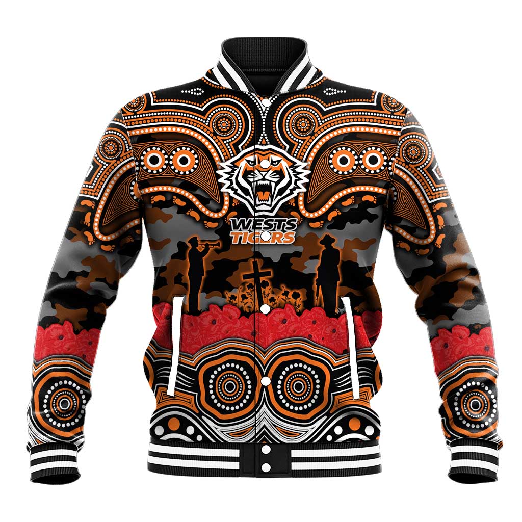 ANZAC Day Wests Tigers Baseball Jacket Military Memorial Aboriginal Indigenous Art