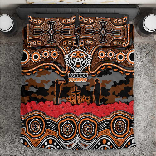 ANZAC Day Wests Tigers Bedding Set Military Memorial Aboriginal Indigenous Art