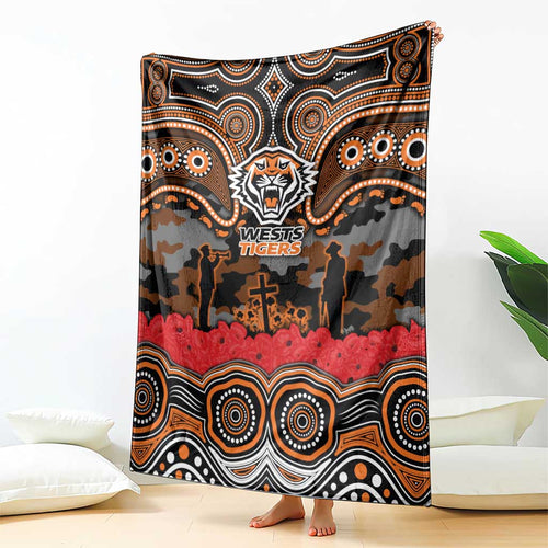 ANZAC Day Wests Tigers Blanket Military Memorial Aboriginal Indigenous Art