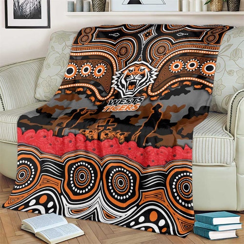 ANZAC Day Wests Tigers Blanket Military Memorial Aboriginal Indigenous Art