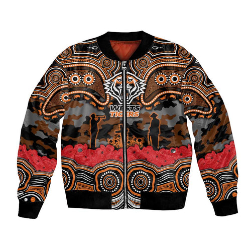 ANZAC Day Wests Tigers Bomber Jacket Military Memorial Aboriginal Indigenous Art