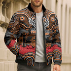 ANZAC Day Wests Tigers Bomber Puffer Jacket Military Memorial Aboriginal Indigenous Art