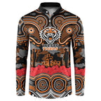 ANZAC Day Wests Tigers Button Sweatshirt Military Memorial Aboriginal Indigenous Art